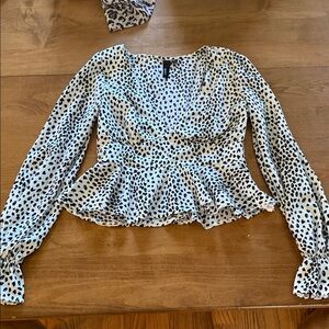 Stylish Black and White animal print Women's Blouse